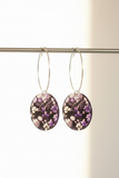 Bright Hanging Purple Floral Hoops
