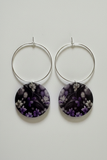 Purple Floral Hoop Earrings Hanging